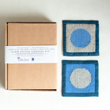Slow Stitched Linen Coasters Kit, Sewing Project, Craft Kit