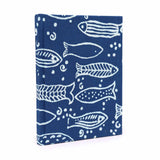 A5 Cotton Bound Notebook - Indigo Fish