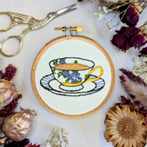 Mini Teacup Embroidery Kit | Tea Cup Needlework Craft Kit | Beginner