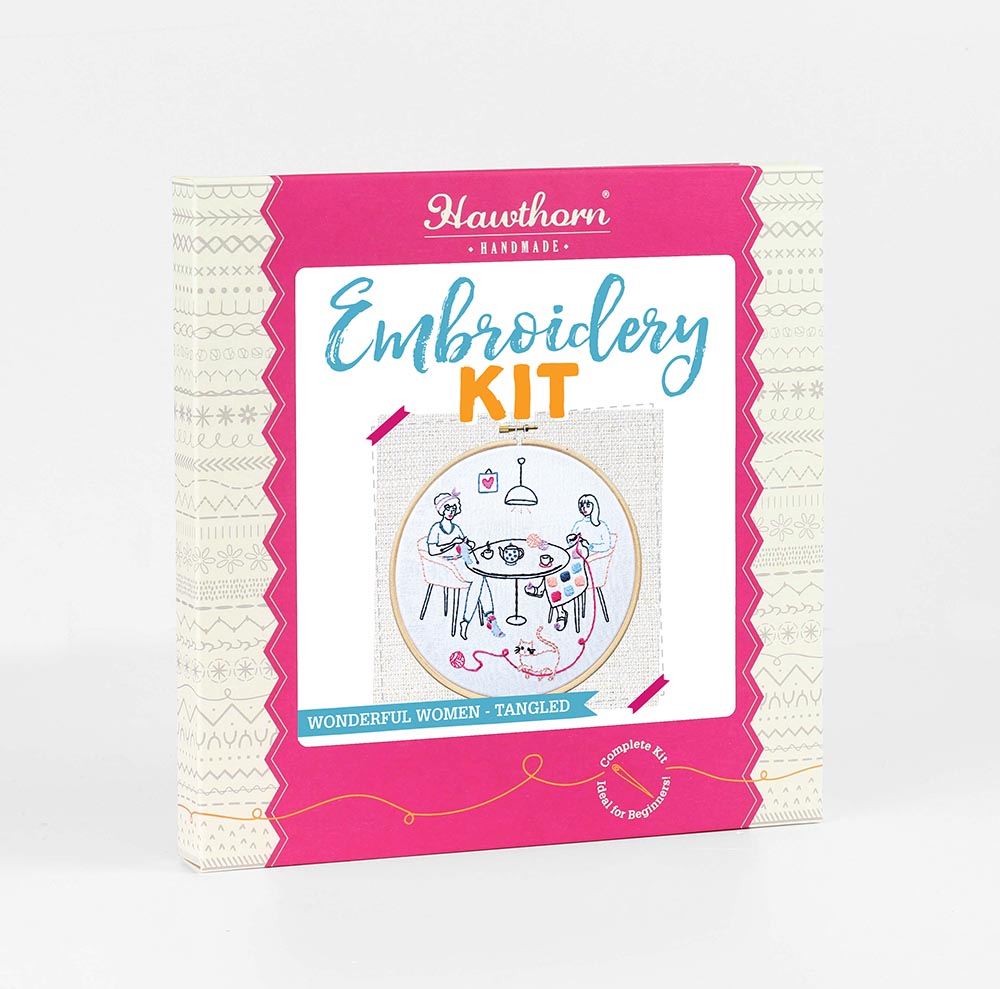 the embroidery kit packaging box on a white back ground