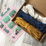 Macrame Coaster Kit in Yellow, Navy and White