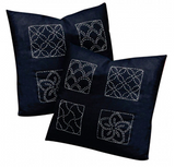 Sashiko: Cotton Fabric: 1m x 1.42m - Navy | White | Ivory