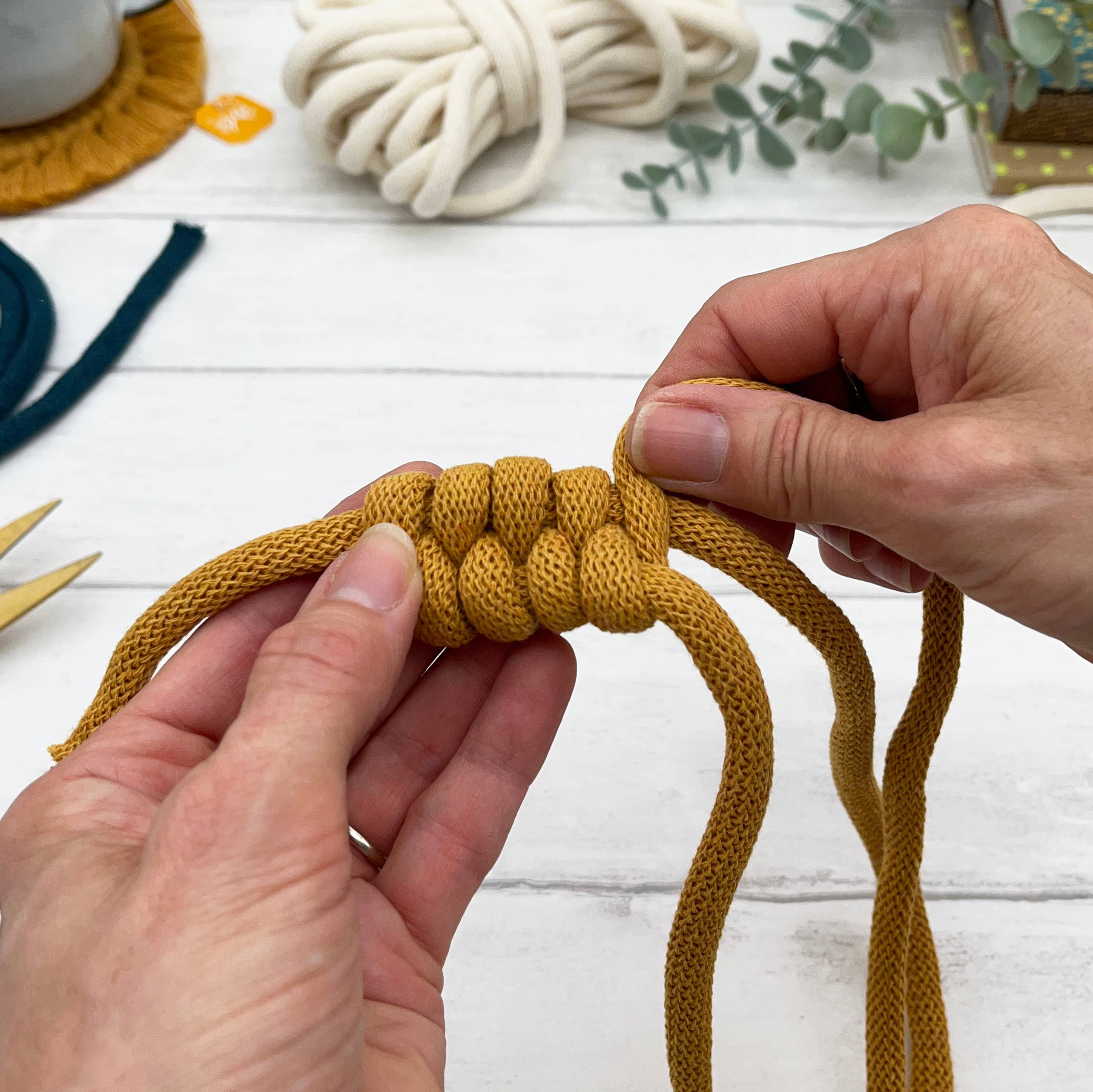 Macrame Kit, Rope Jewellery - Yellow, Navy and White
