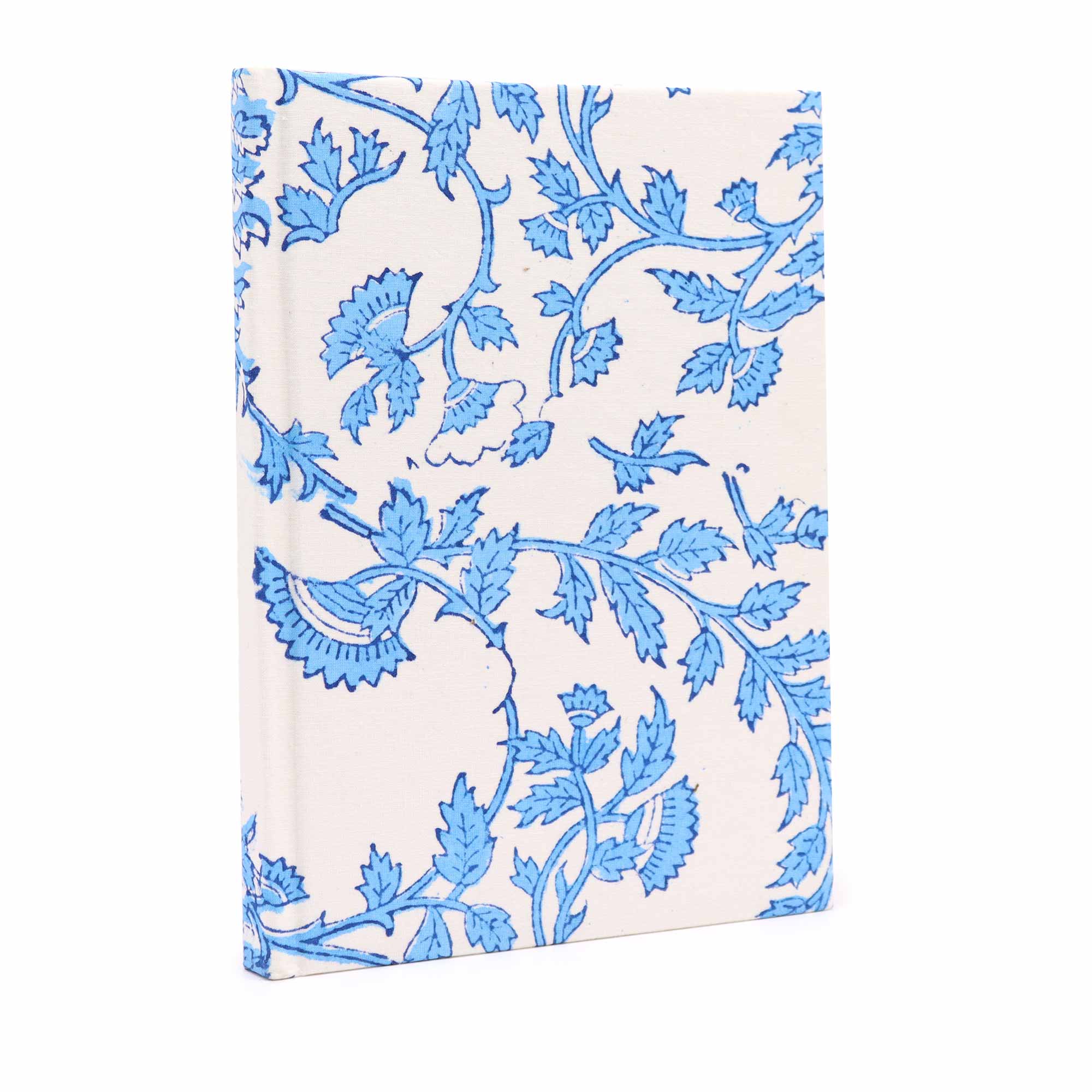 A5 Cotton Bound Notebook - Floral Pale Blu