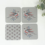 Set of 4 Broderie Perse Bird Motif Coasters