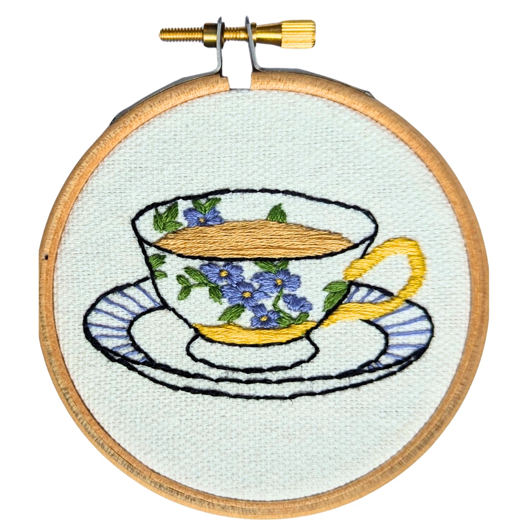 Mini Teacup Embroidery Kit - Beginner