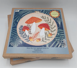 Wool Mix Felt Applique Hoop Kit - Toadstools