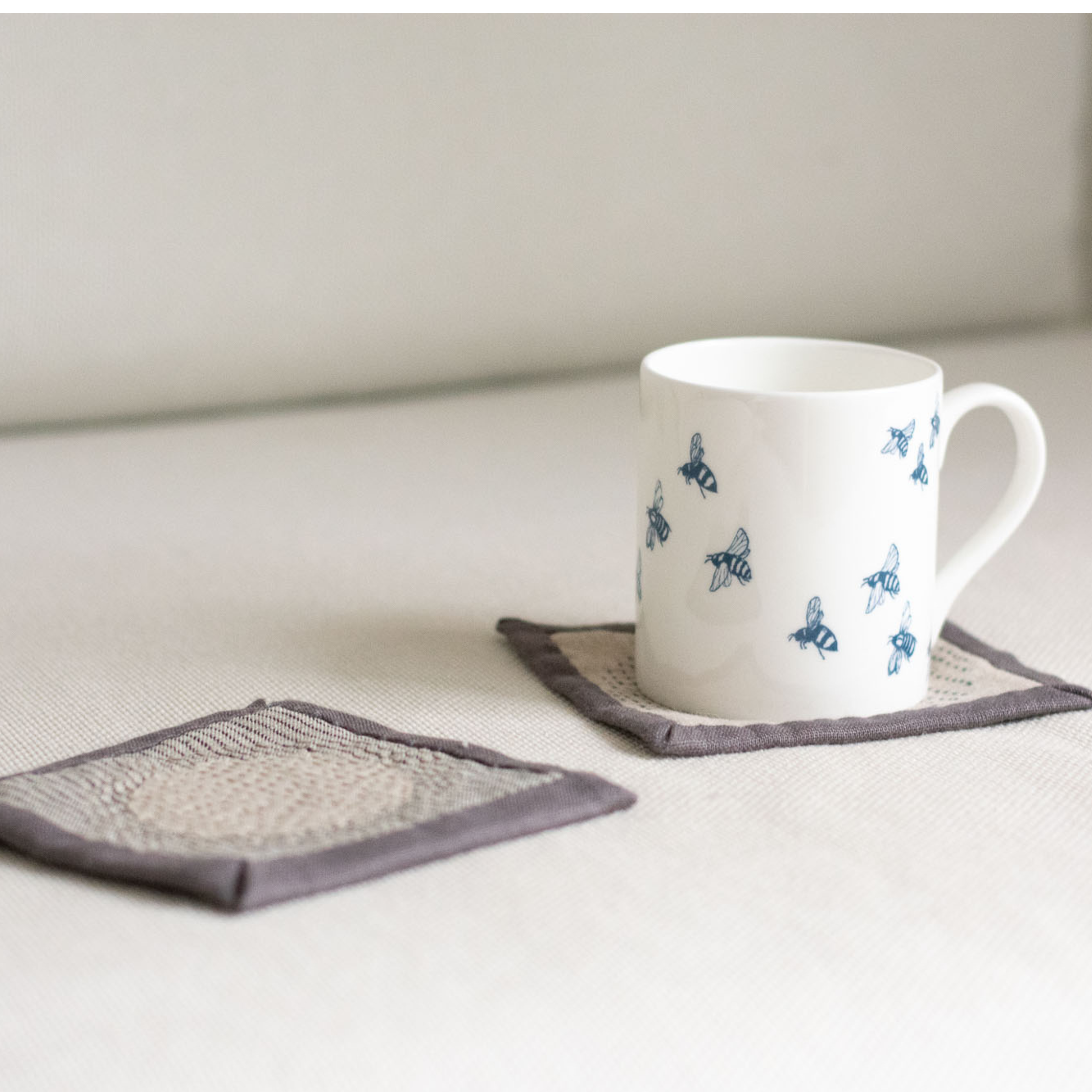 Slow Stitched Linen Coasters Kit, Sewing Project, Craft Kit