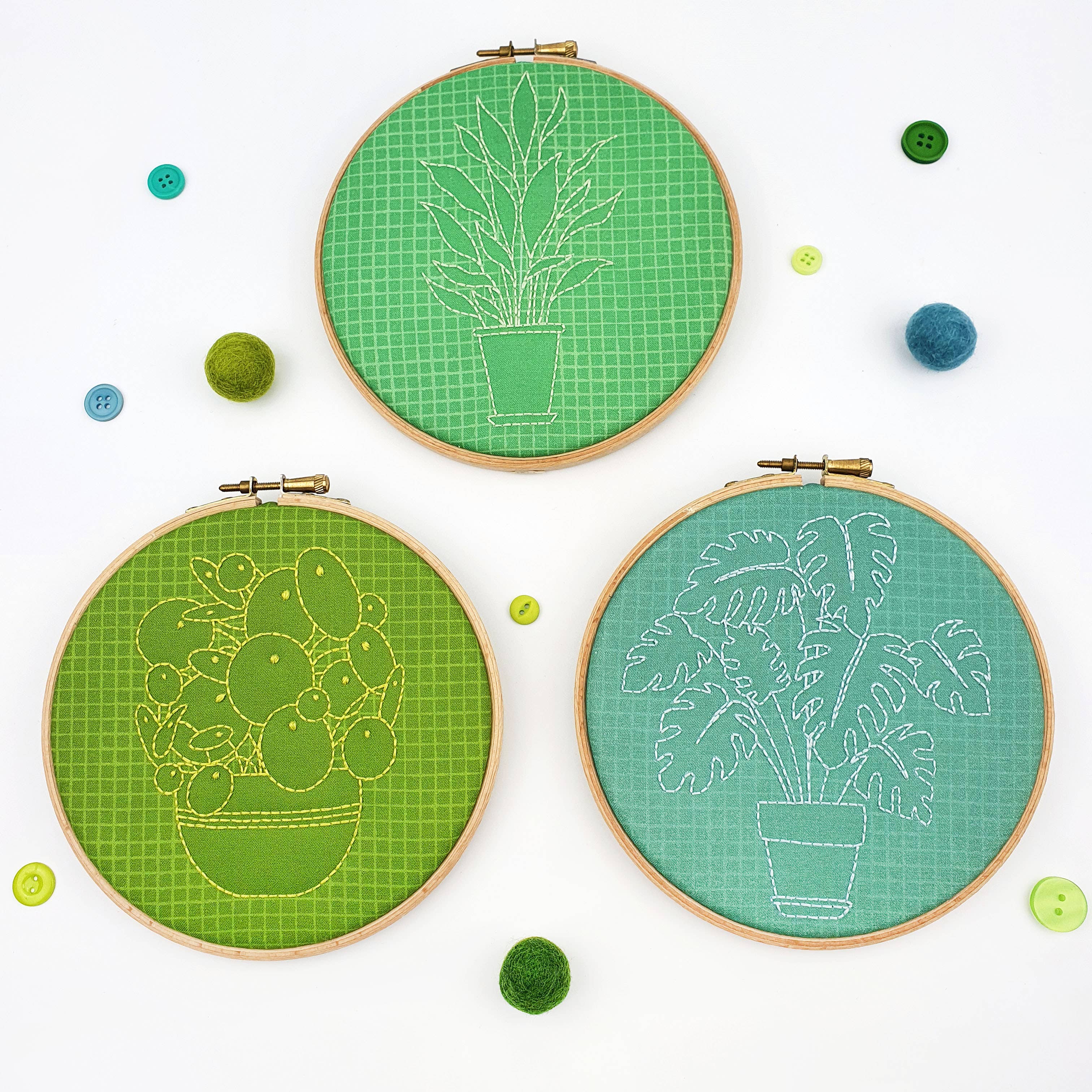 Houseplant Pilea Botanical Handmade Embroidery Kit Hoop Art