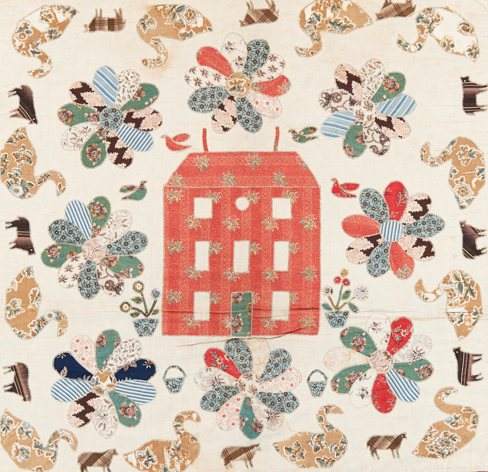 Red Manor House Pattern House Block