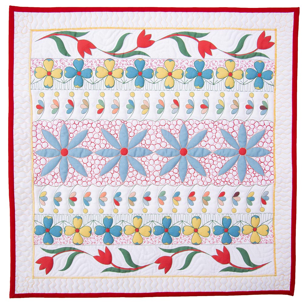 Decorative Floral Quilting Panel | Free motion quilting kit