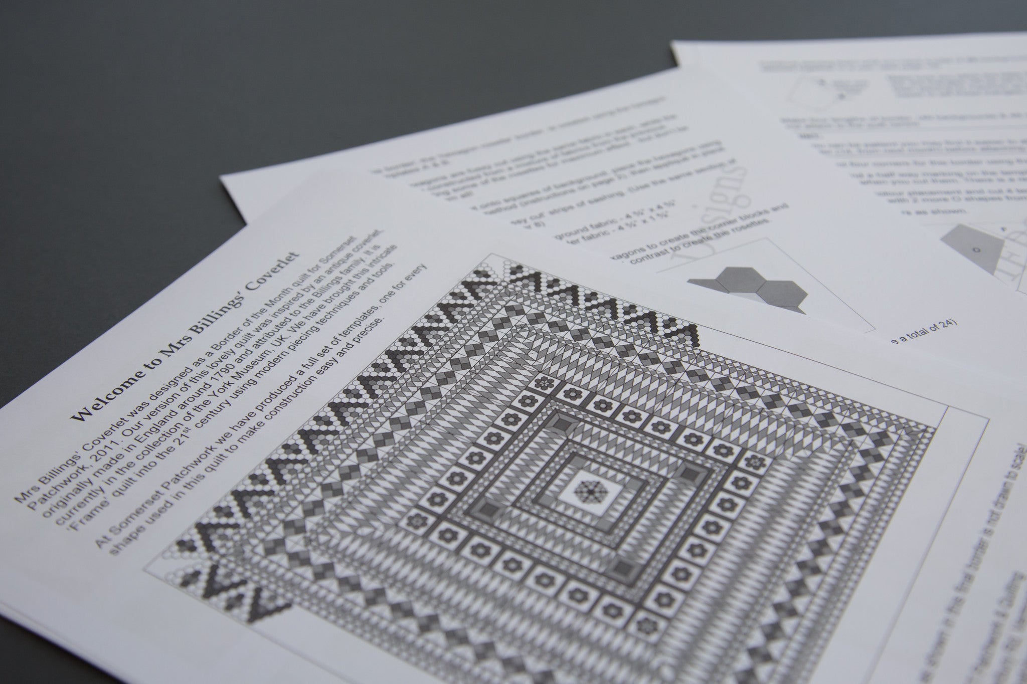 Mrs Billings Coverlet Pattern with perspex templates