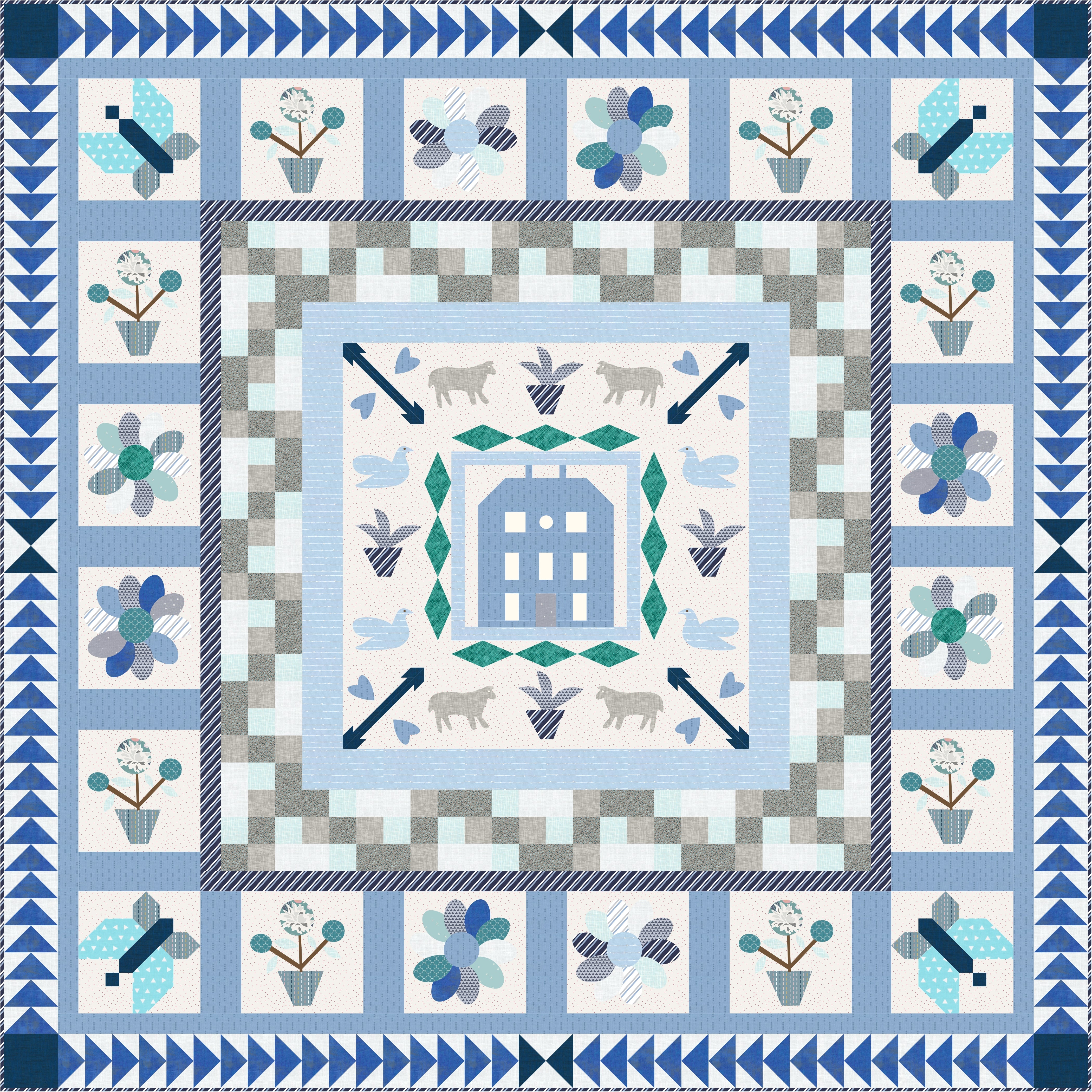 Red Manor House Quilt Pattern