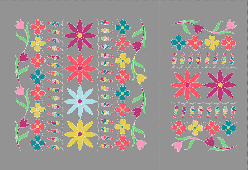 Decorative Floral Quilting Panel | Free motion quilting kit