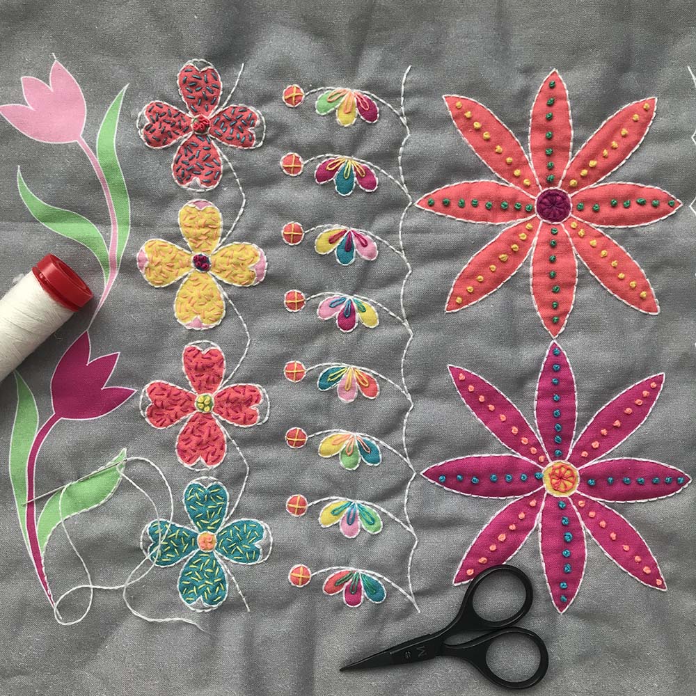 Decorative Floral Quilting Panel | Free motion quilting kit