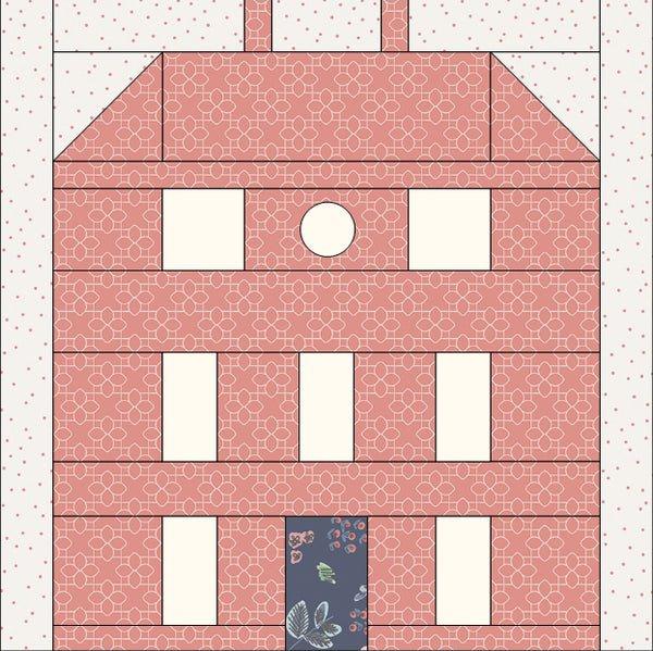 Red Manor House Pattern House Block