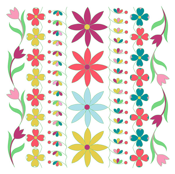 Decorative Floral Free Motion Quilting Kit - Folk Art