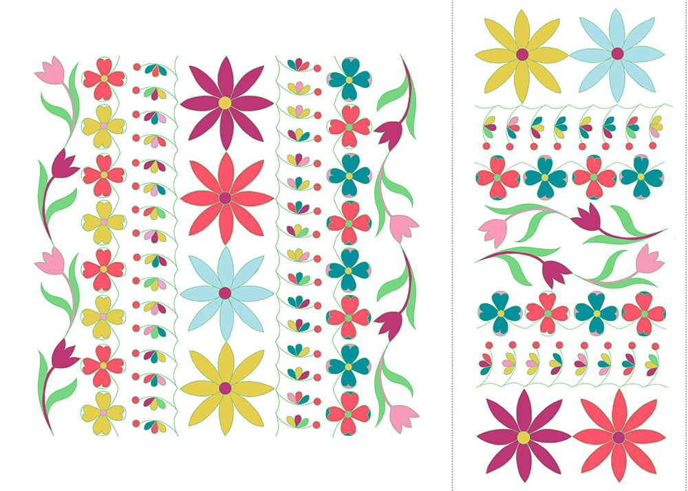 Decorative Floral Free Motion Quilting Kit - Folk Art