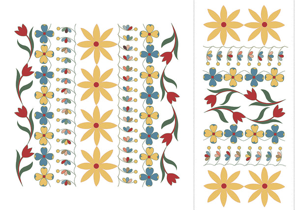 Pattern Box Decorative Floral Free Motion Quilting Kit in Heritage Yellow