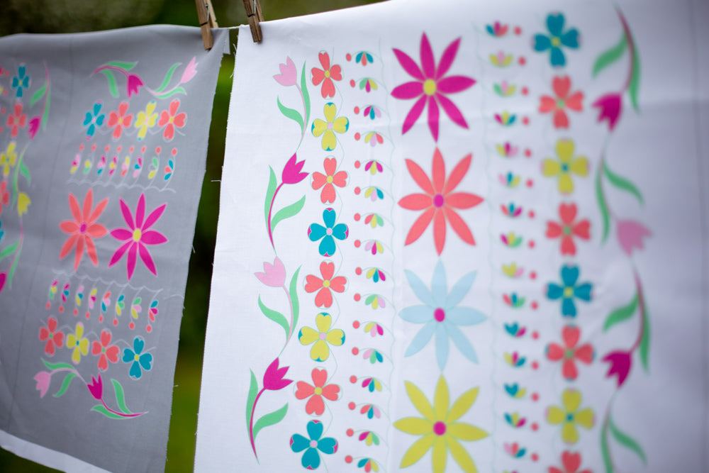 Decorative Floral Quilting Panel | Free motion quilting kit